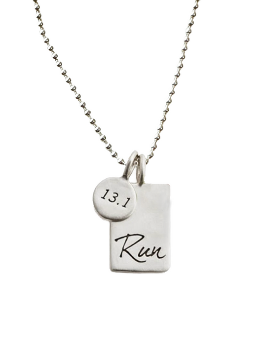 Run Half Marathon Necklace Set - Sterling Silver
